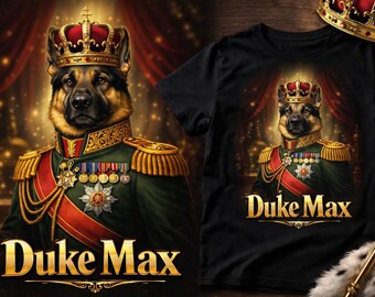 Duke Max Royal Dog T-Shirt, Vintage Aristocrat German Shepherd Portrait Tee