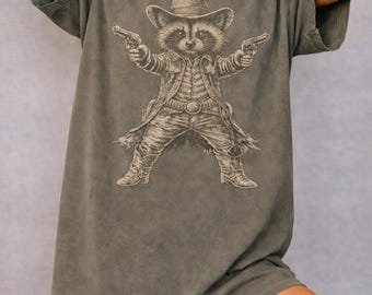 Cowboy Raccoon Shirt, Vintage Western Graphic Tee, Comfort Colors Animal Shirt