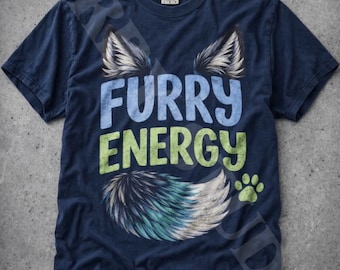 Furry Energy Graphic Tee, Vintage Animal Comfort Colors Shirt, Pet Lover Apparel
