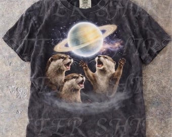 Otter Shirt, Otter Space T-Shirt, Saturn Galaxy Cosmic Graphic Tee, Animal Lover Gift