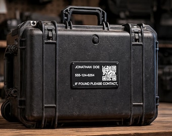 Placa personalizada para la tapa de la maleta Pelican 1510, etiqueta de identificación grabada a medida, etiqueta de identificación para maleta rígida.