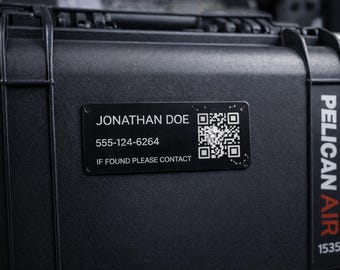 Custom Pelican 1535 Air Case ID Plate – Camera / Drone Hard Case Nameplate – Engraved Aluminum Label w/ 3M Adhesive