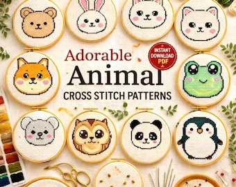 10 Animal Cross Stitch Patterns Bundle | Beginner Friendly PDF Designs (Instant Download)