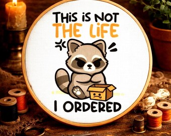Raccoon Cross Stitch Pattern, Funny Meme Embroidery PDF, Sarcastic Animal (Instant Download)