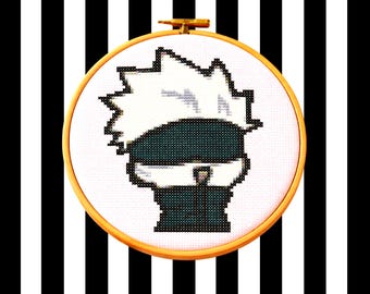 Anime Boy Cross Stitch Pattern | Spiky Hair Character cross stitch patten (PDF Download)