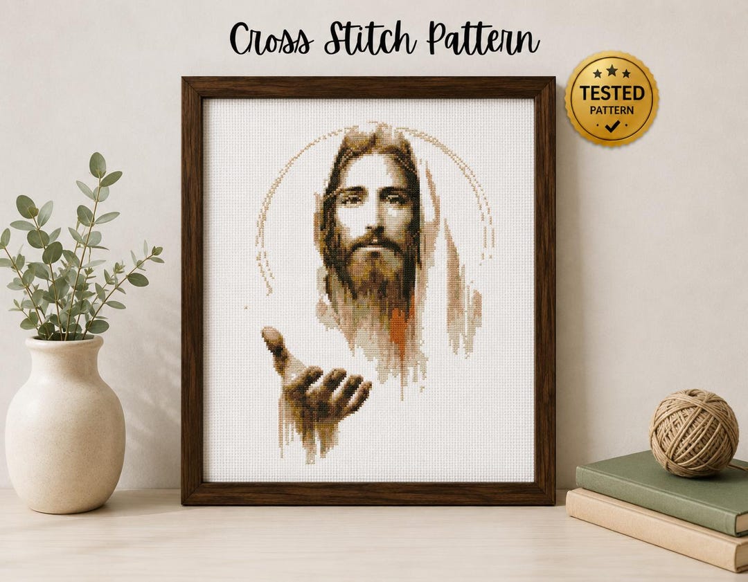 Jesus Cross Stitch Pattern PDF | Christian Religious Embroidery Design ...