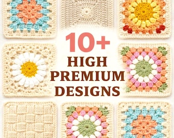 Granny Square Crochet Pattern Bundle | 10+ Modern Designs (PDF)
