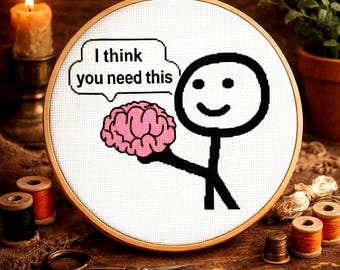 Sarcastic Stick Figure Cross Stitch Pattern, Funny Meme Embroidery PDF (Instant Download)