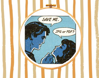 Save Me Meme Cross Stitch Pattern: Vintage Pop cross stitch patten (PDF Download)