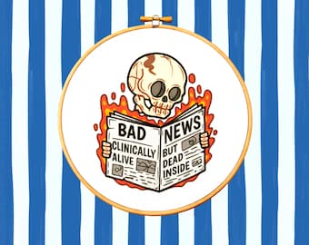 Skeleton Bad News Meme Cross Stitch Pattern (Digital Download)