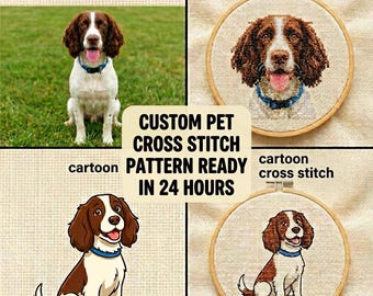 Custom Pet Cross Stitch Pattern, Realistic or Cartoon Style (PDF Pattern)