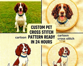 Aangepast kruissteekpatroon voor huisdieren, realistisch of cartoon (pdf-patroon)