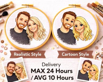Custom Cross Stitch Portrait | Realistic or Cartoon Style (PDF Pattern)