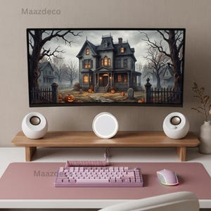 Solid Wood Dual Monitor Stand Riser for Desk | Extra Long Desktop Organizer Shelf | Solid Computer Stand