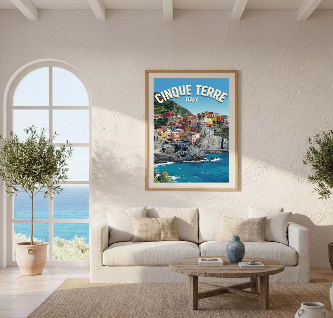 Cinque Terre Italy Travel Poster Printable Wall Art Vintage Cinque ...