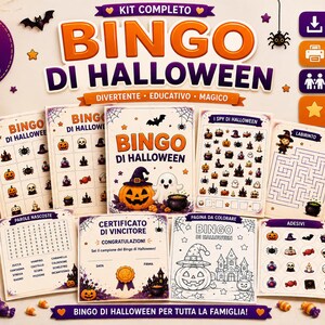Bingo di Halloween | Gioco di Halloween per Bambini | 30 Attività Stampabili | PDF Digitale | Festa Halloween Scuola