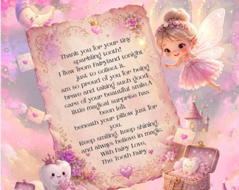 Tooth Fairy Letter Printable Bundle | Editable Tooth Fairy Certificate & Receipt | Lost Tooth Fairy Kit Girl Boy | Instant Download