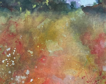 Abstract Landscape Painting: Original Mixed Media Art (8x10)