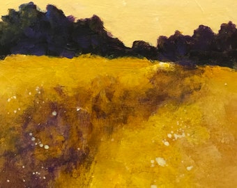 SMALL 5 x 5 Golden Trail Acrylic Painting Original Art Abstract Landscape Art