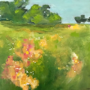 Texas Wildflowers Original Art Abstract Landscape Acrylic Painting Texas Wildflowers