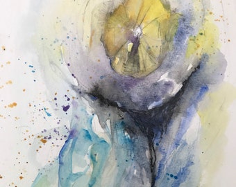 Bloom Abstract Watercolor Original Art  Painting Gift Idea