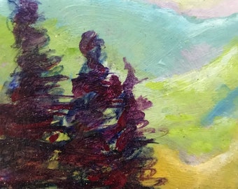 TINY Standing Tall Acrylic Abstract Landscape Painting