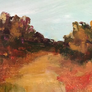 SMALL 5 x 5 Autumn Hues Acrylic Mixed Media Painting Original Abstract Landscape Art