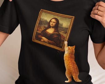 Lustiges Katzen-Knocking Over Painting Shirt, schelmisches Kitty Art T-Shirt, Museum Humor Grafik, Unisex