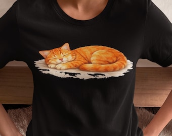 Schlafen Orange Tabby Katze Shirt Gemütliches Nickerchen Design Unisex Geschenk