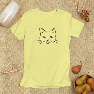 Minimalist Katzen Gesicht Shirt, Line Art Kitty T-Shirt, Tier Liebhaber Geschenk, Einfache Tier Grafik Bild 6
