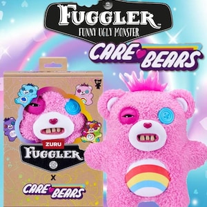 Fuggler Care Bears - Cheer Bear - Plyschfigur – 22 cm – Helt ny