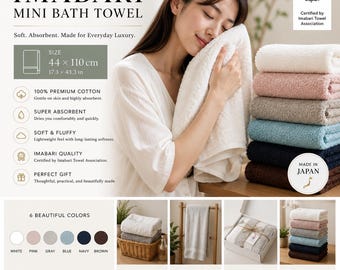 Imabari Mini Bath Towel, Cotton & Bamboo Rayon, 44×110 cm