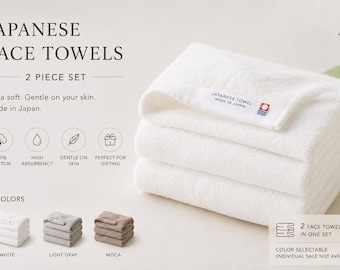 Japanese Face Towel Set of 2 | Imabari Towel | Made in Japan | Soft 100% Cotton