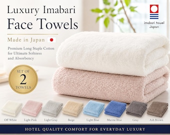 Imabari Face Towel Set of 2, Japanese Cotton Towels, Made in Japan, Soft & Absorbent, Luxury Gift