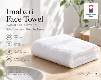 Imabari Face Towel, Japanese Cotton, Soft White Bathroom Towel, Made in Japan