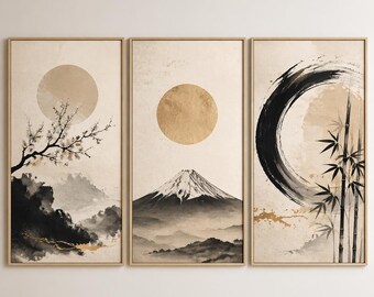 Japanese Zen Wall Art Set of 3, Wabi Sabi Prints, Minimalist Japan Decor, Neutral Beige Wall Art, Printable Art, Instant Download, Modern Ja