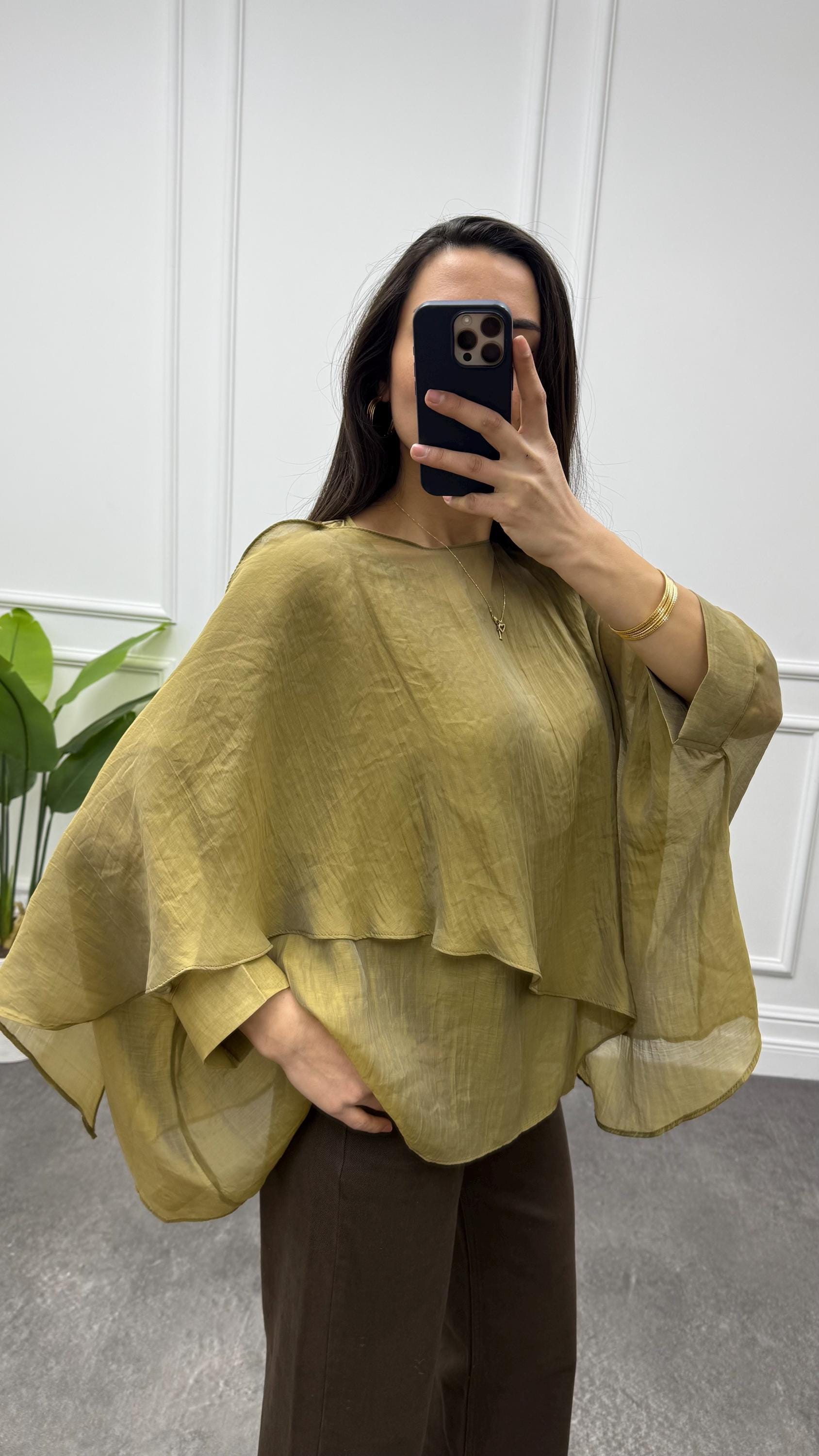 Prettystern Tunique D'Été Femme Poncho Plage En Soie Mousseline - Taille Unique - Imprimé Coloré
