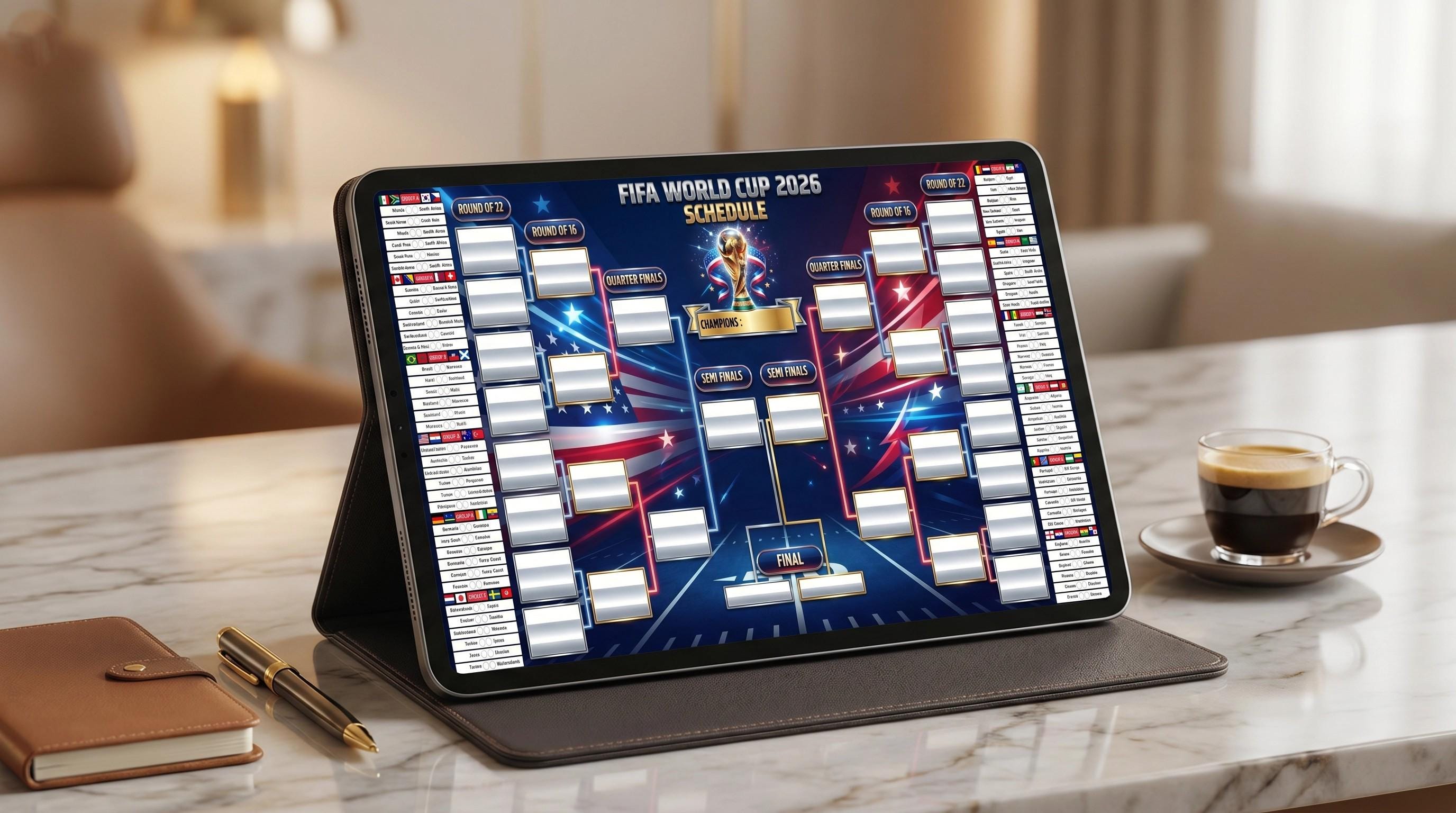 World Cup 2026 Planner USA Edition, Printable Football Tournament