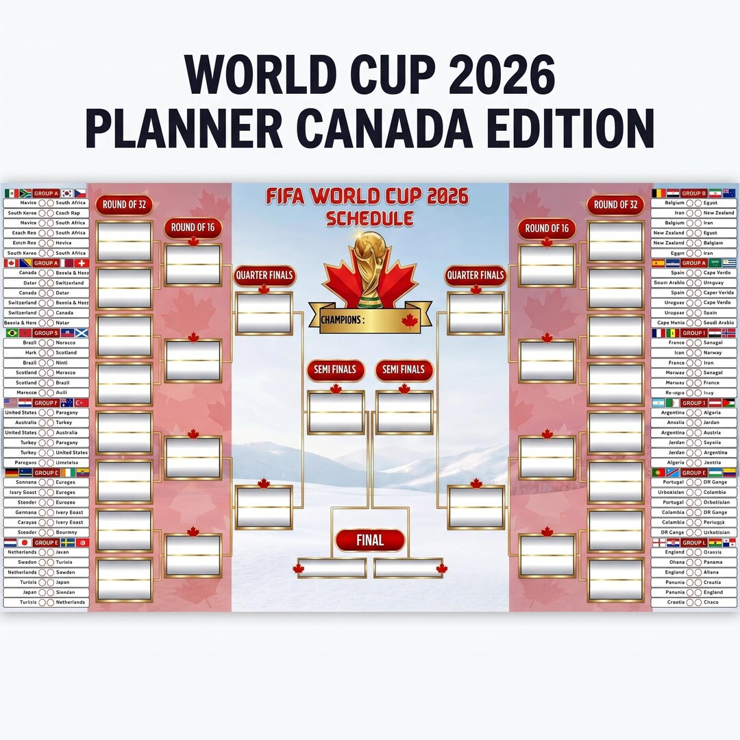 World Cup 2026 Planner Canada Edition, Printable Soccer Tournament