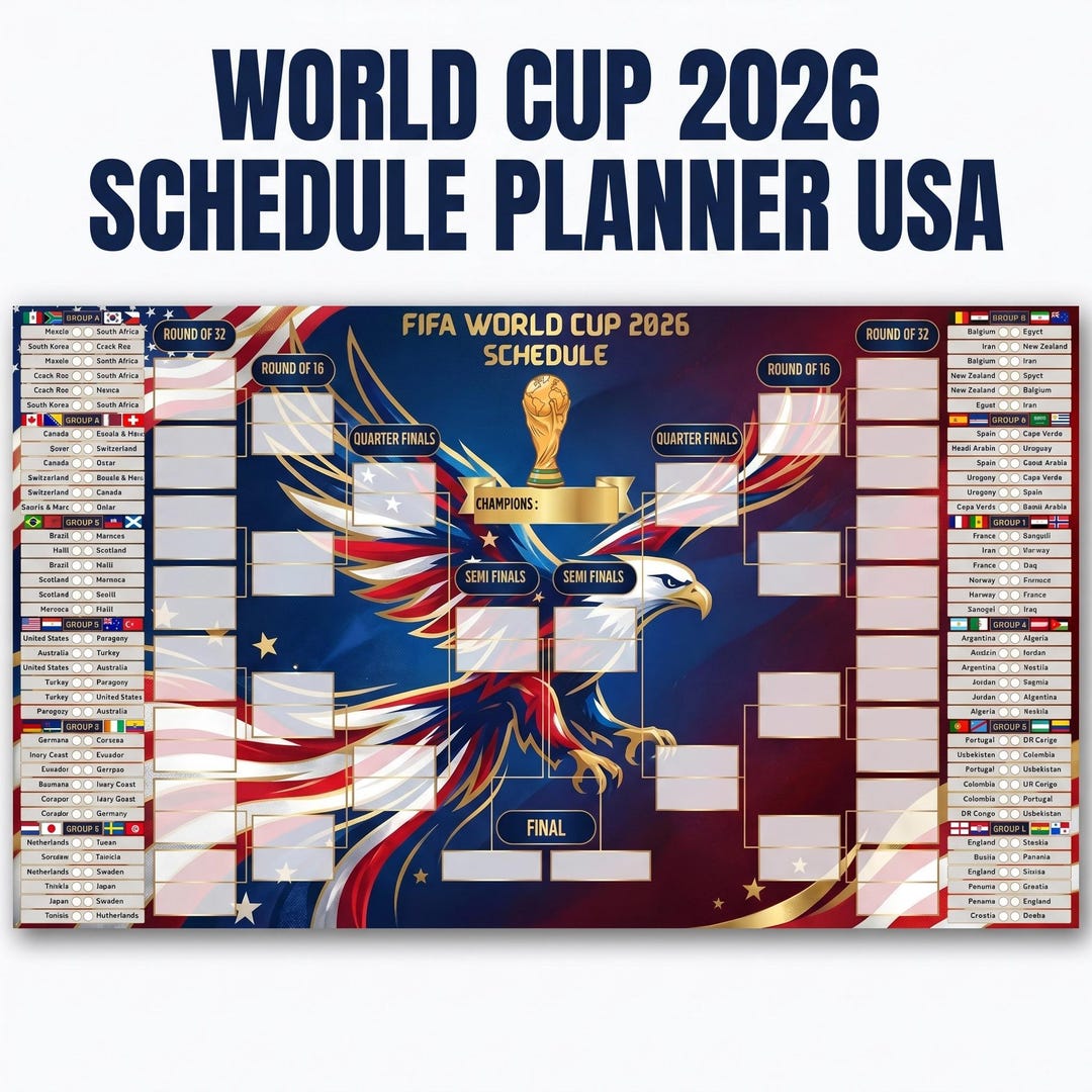 World Cup 2026 Schedule Planner USA Printable, Tournament Tracker, All