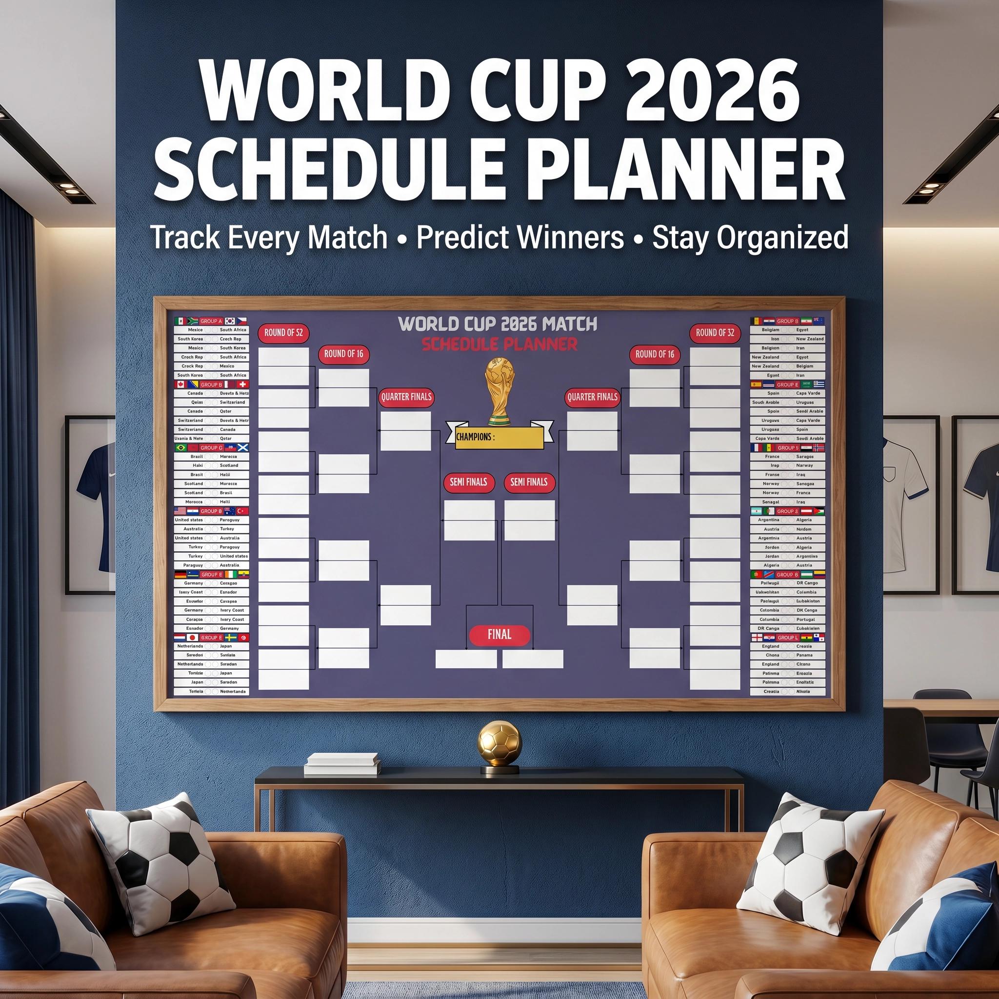 World Cup 2026 Schedule Planner Printable, Soccer Bracket Tracker, All