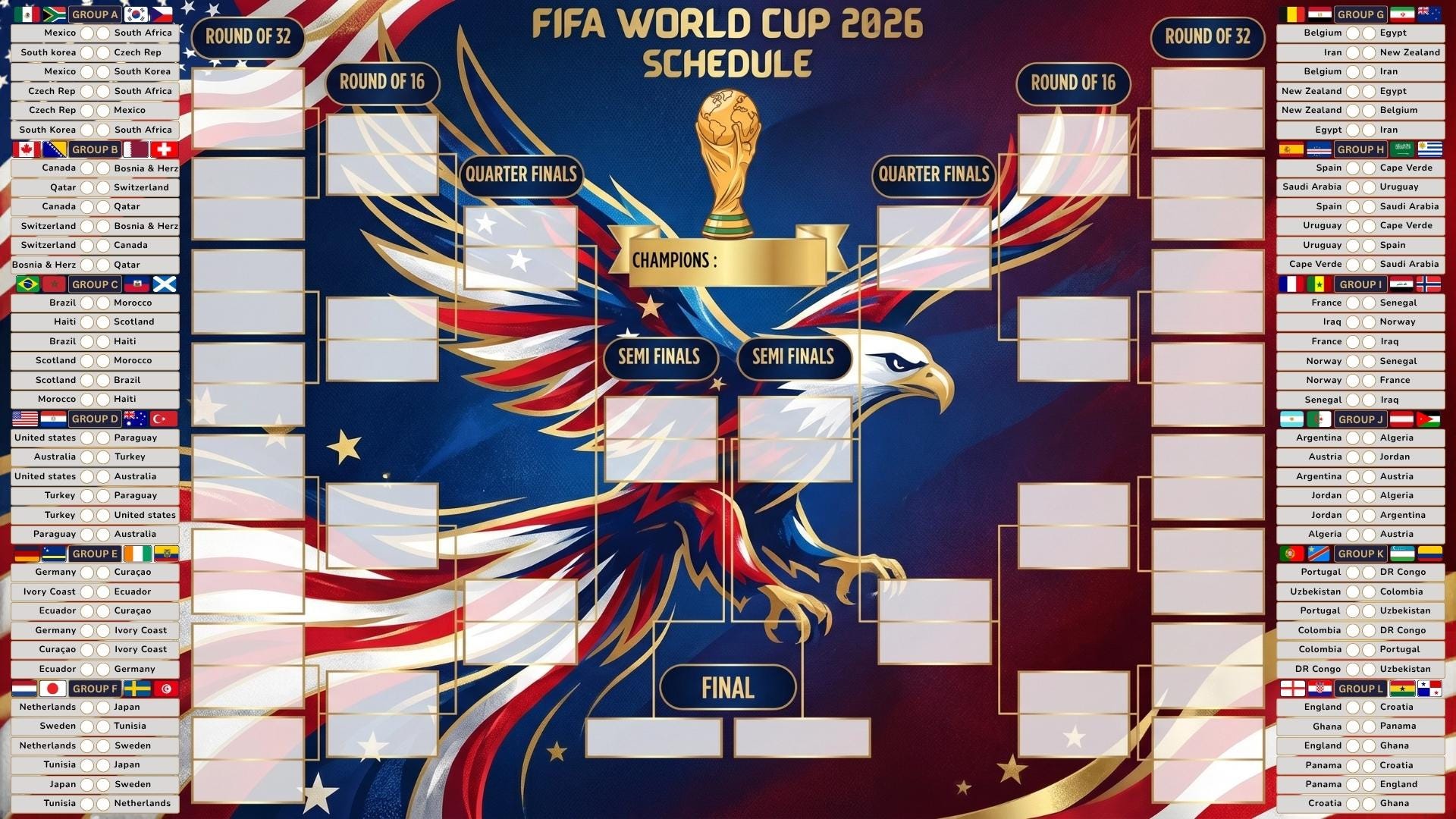 World Cup 2026 Schedule Planner USA Printable, Tournament Tracker, All
