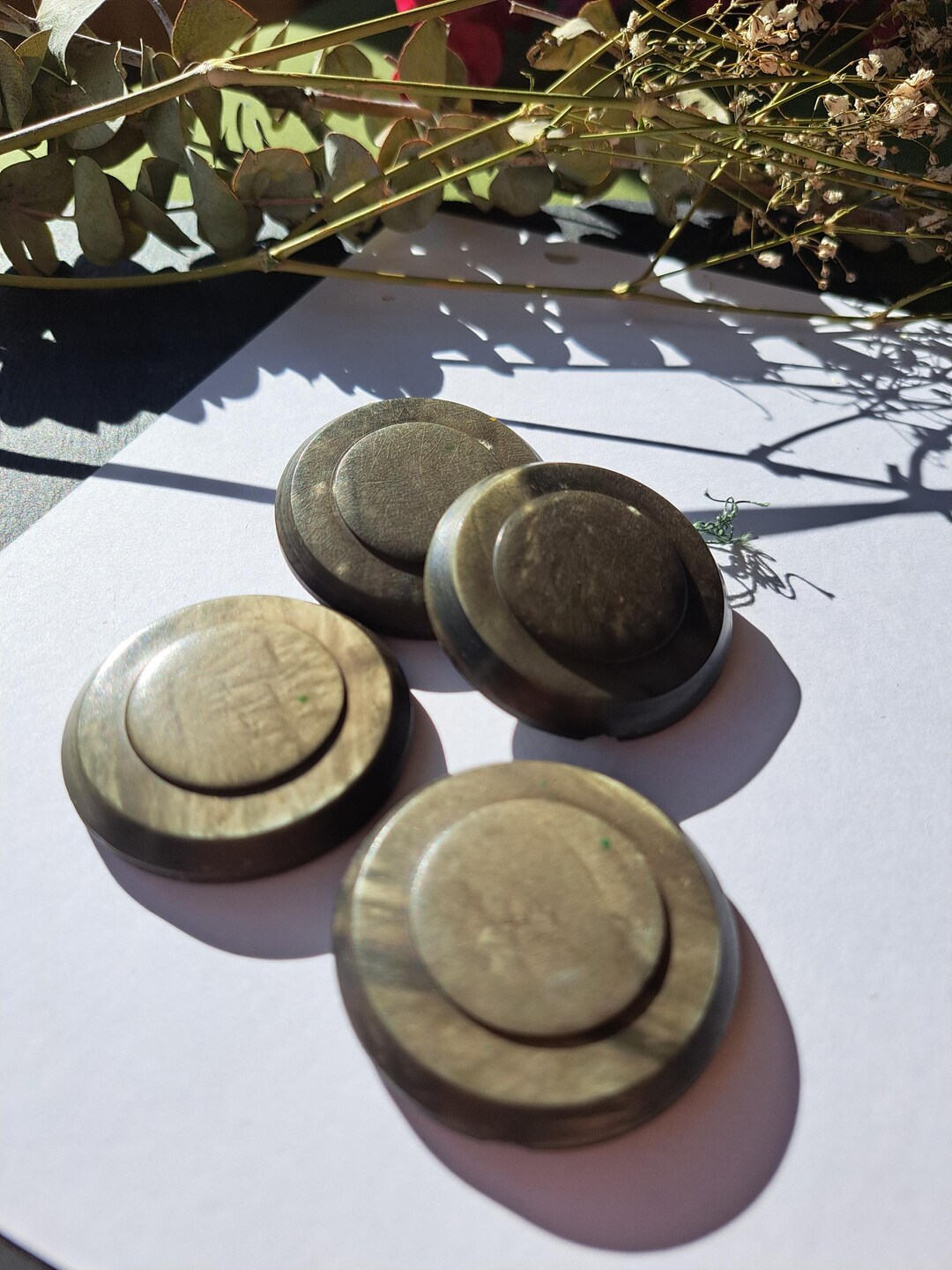 Vintage Ridged Dome Buttons — Industrial‑look Plastic/coated Wood (set ...