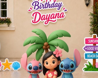 Lilo and Stitch Cutouts, Beach Hawaiian Centerpieces, Angel Standees, Kids Birthday Party Decorations