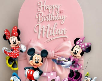 Mickey Mouse Party Decor, Birthday Decorations and Flyer, Minnie and Friends Backdrop