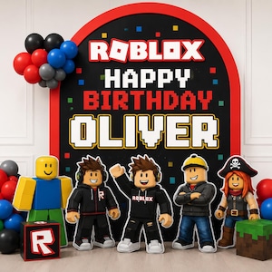 Roblox Birthday Decorations, Luxury Stage Backdrop, First Birthday Photobooth Props , Personalised Foam Cutouts Full Roblox Theme