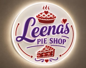 Benutzerdefiniertes 3D-Acryl-LED-Business-Zeichen, rundes Logo-Plakette Pie Shop, hinterleuchtetes Wand-Logo