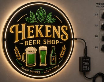Benutzerdefinierte LED Light Box Schild, personalisierte Beer Shop Wanddekor, hinterleuchtetes Acryl Logo