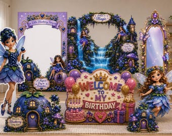 Sagome di fate, Sagome in schiuma a tema fata dei mirtilli per feste di compleanno, Decorazioni magiche per bambine, Accessori per photo booth
