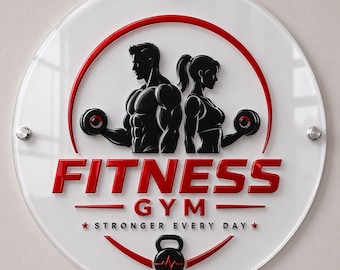 Individuelles 3D Acryl Business Schild, runde Logo-Plakette für Fitnessstudios, Salons, Boutiquen